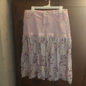 Pink corduroy skirt with patchwork bottom.  11. Custom design.  Country fair